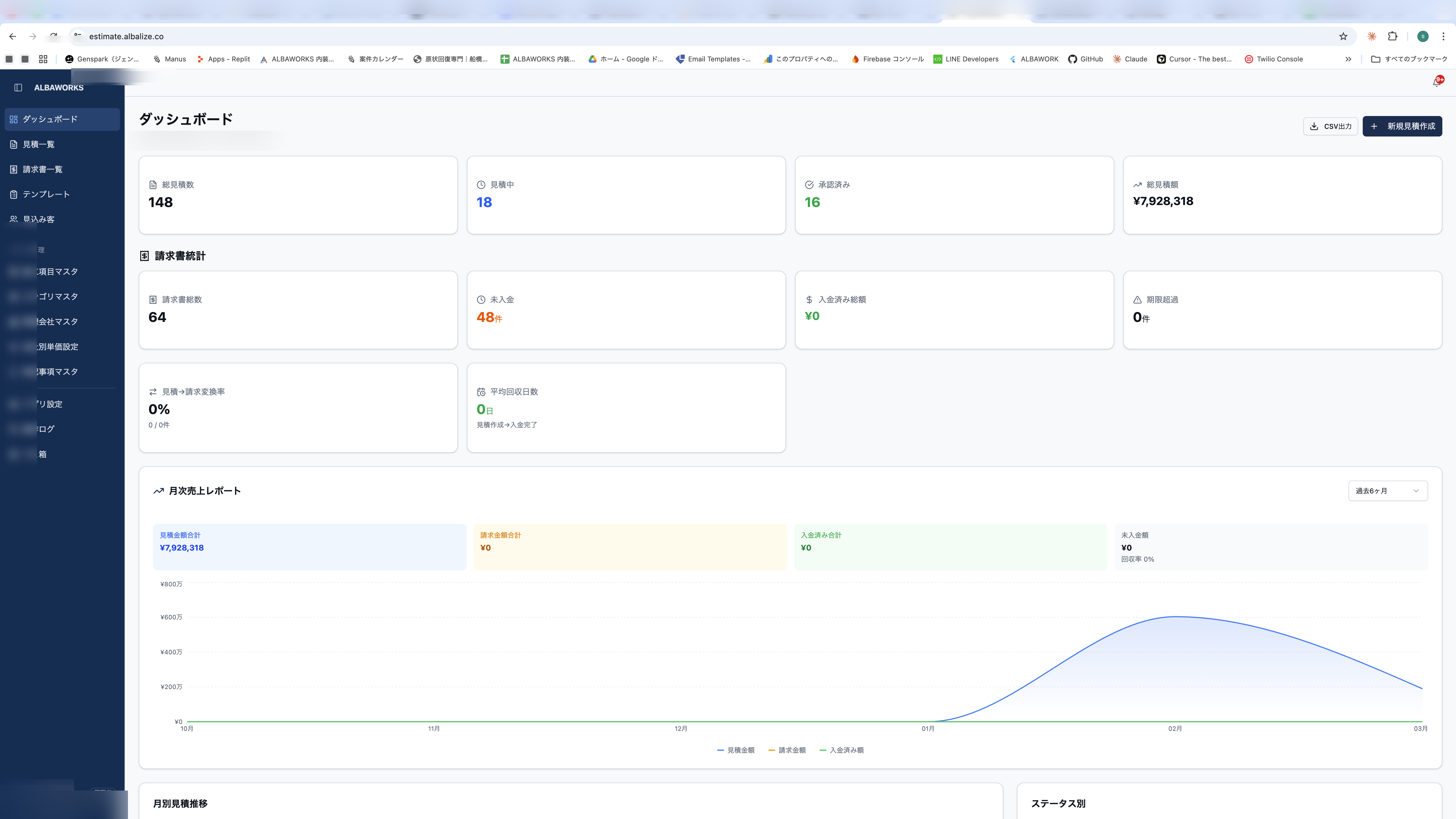 見積もり管理ダッシュボード